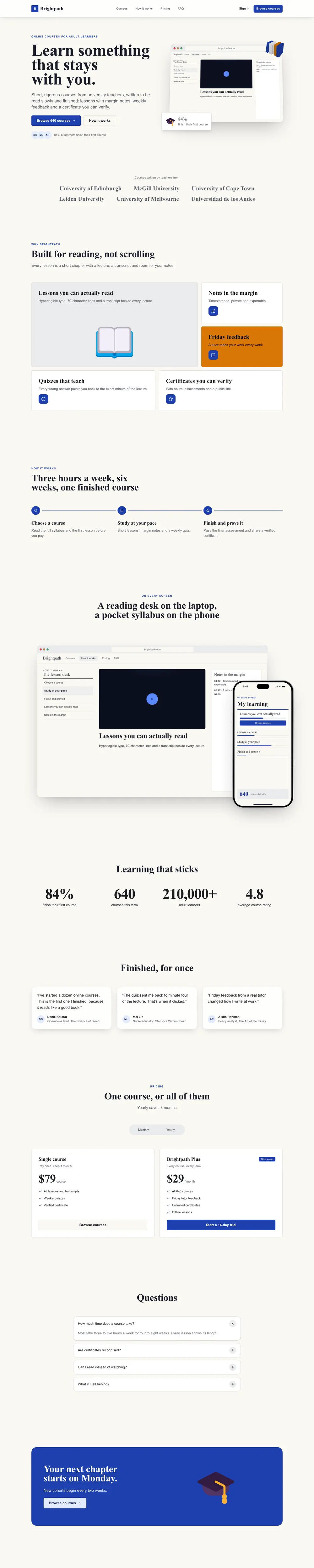 Education Clear landing page