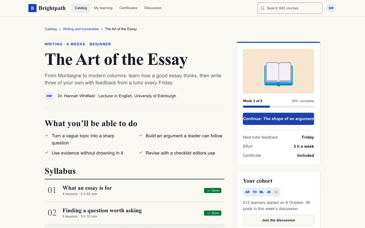 Education Clear: Course on desktop