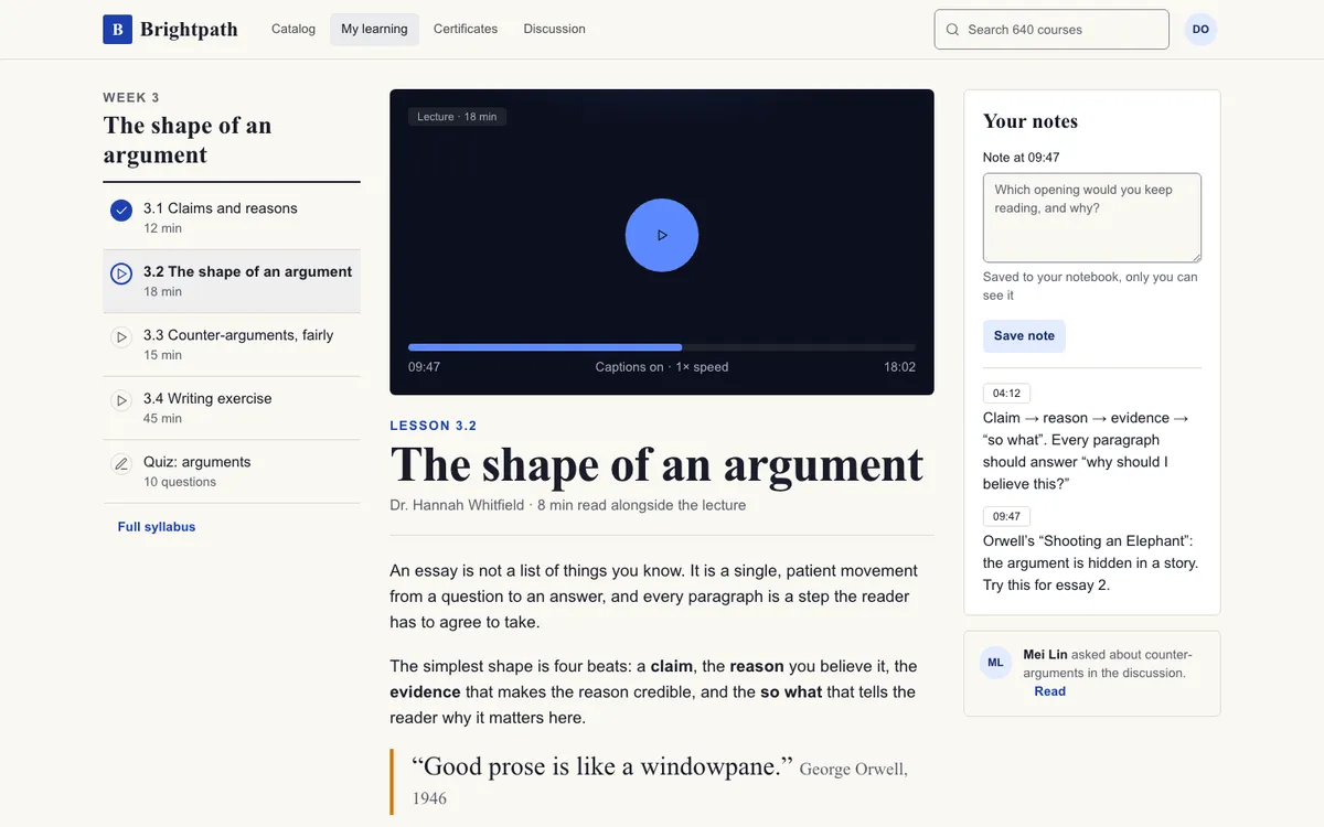 Education Clear: Lesson on desktop