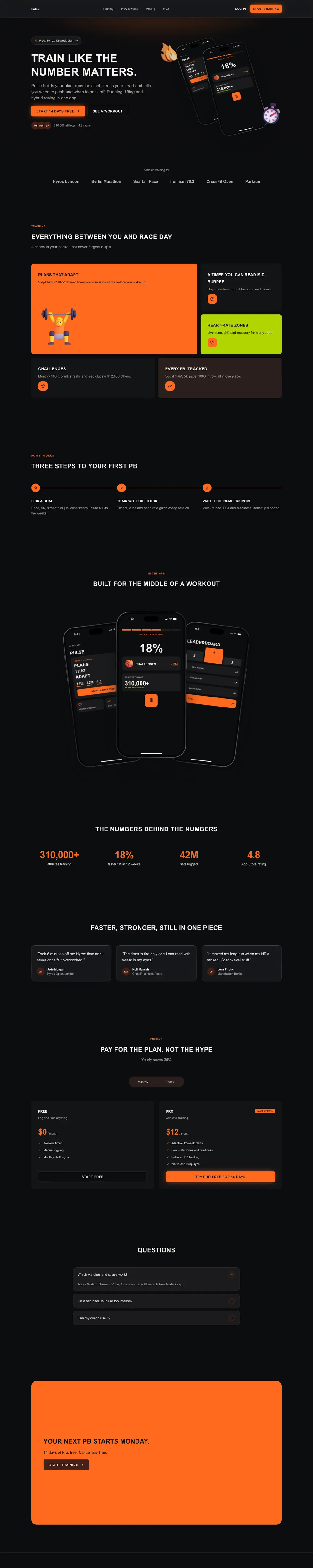 Fitness Energy landing page