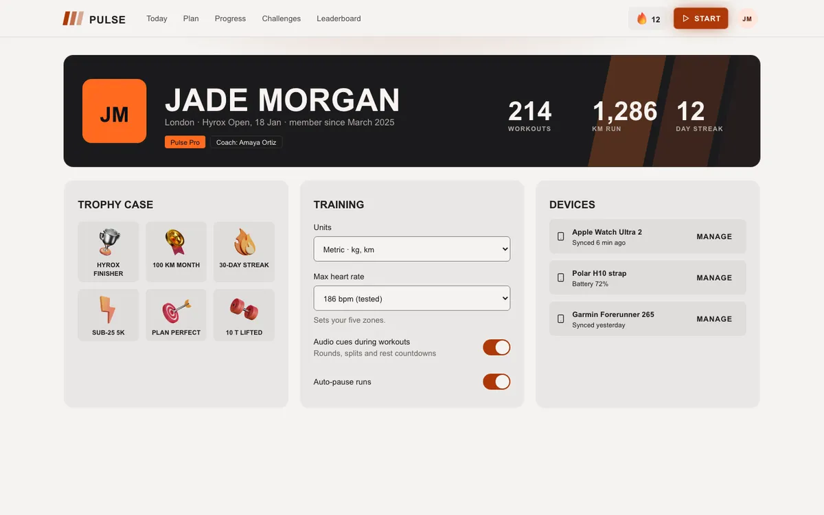 Fitness Energy: Profile on desktop