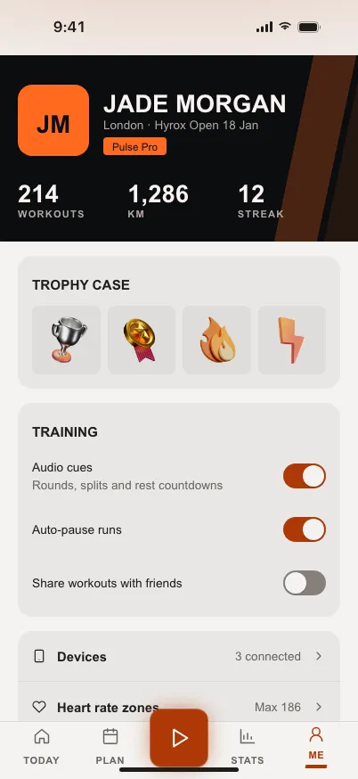Fitness Energy: Profile on mobile