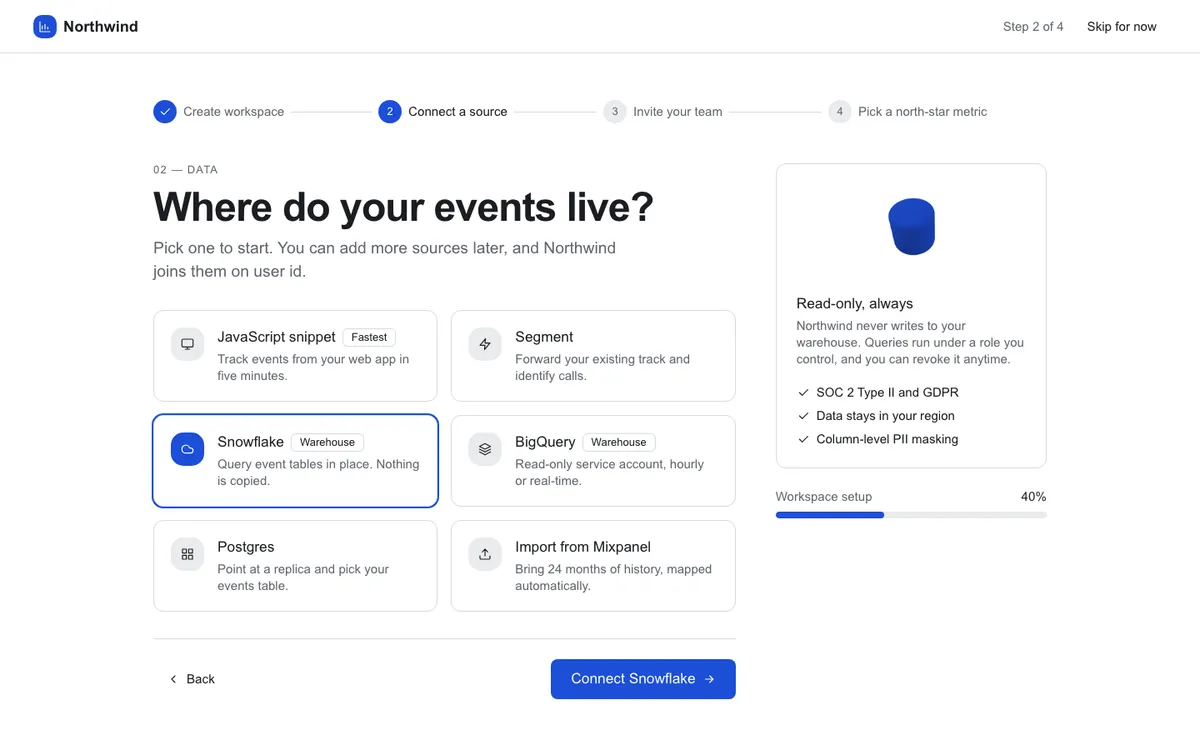 Minimal SaaS: Onboarding on desktop